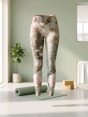 Floral High-Waist Yoga Leggings in Soft Pastel Print